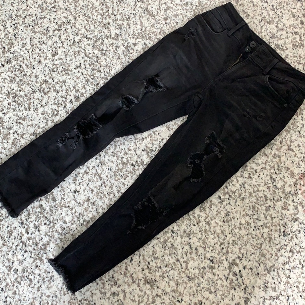 Black Ripped High Rise Skinny Jean